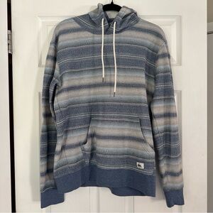 Quicksilver Otway Striped Blue and Gray Hoodie size Medium